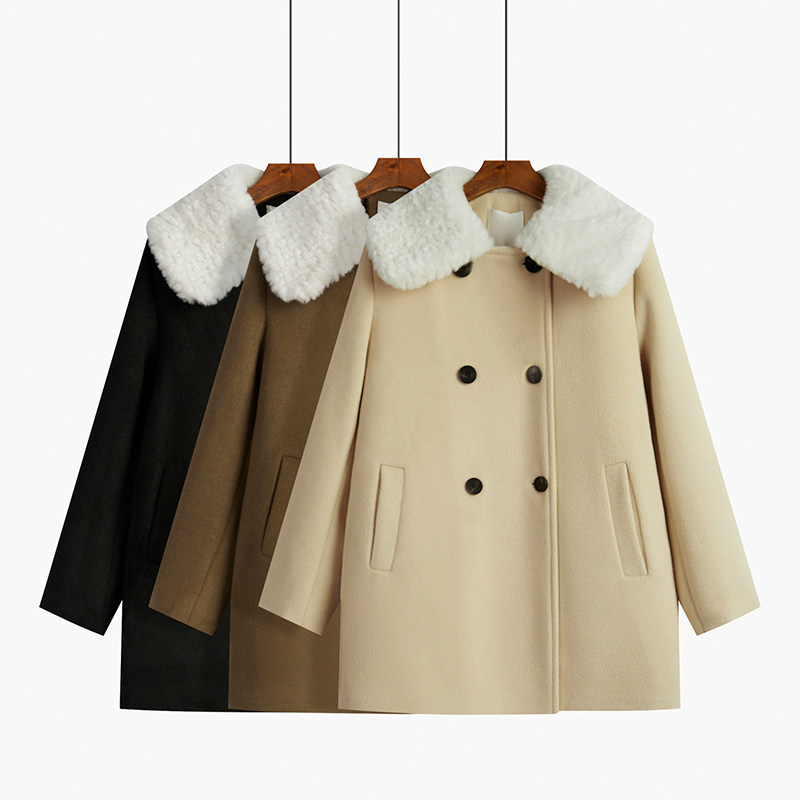 Spot woolen coat women's thickened mid-length winter new Korean version small loose niche woolen coat