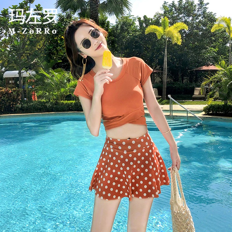 Swimsuit women's summer conservative fashion shade net red Two style two sets of skirts students Fat mm Korea Soak Hot Springs