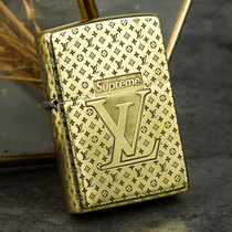 Zippo genuine lighter pure copper carved LV Co-brand Zippo windproof kerosene mens lighter zppo