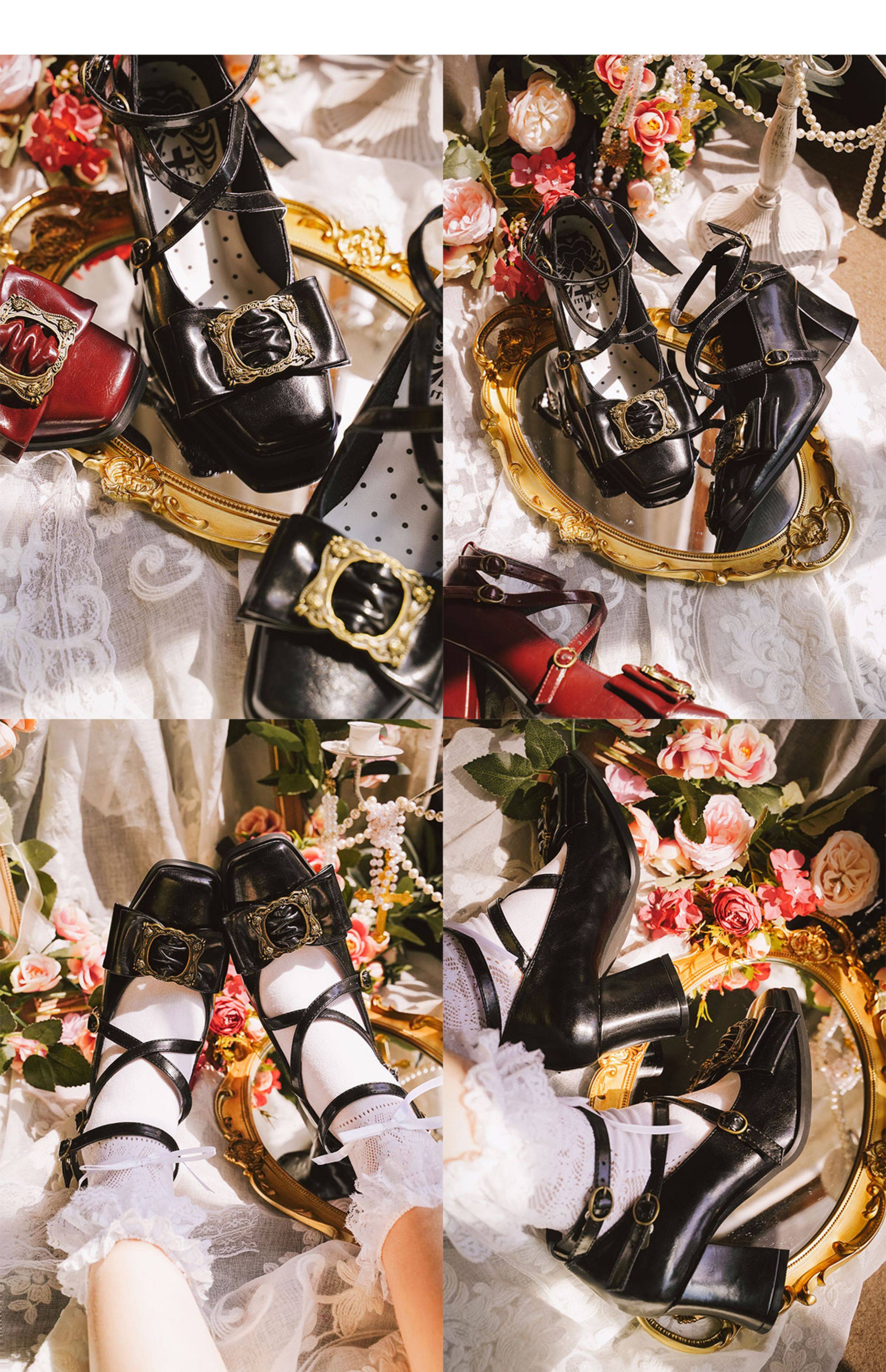 Обувь 现货丨画框可可丨优雅中跟lolita鞋方头cla覆古女鞋 Modo