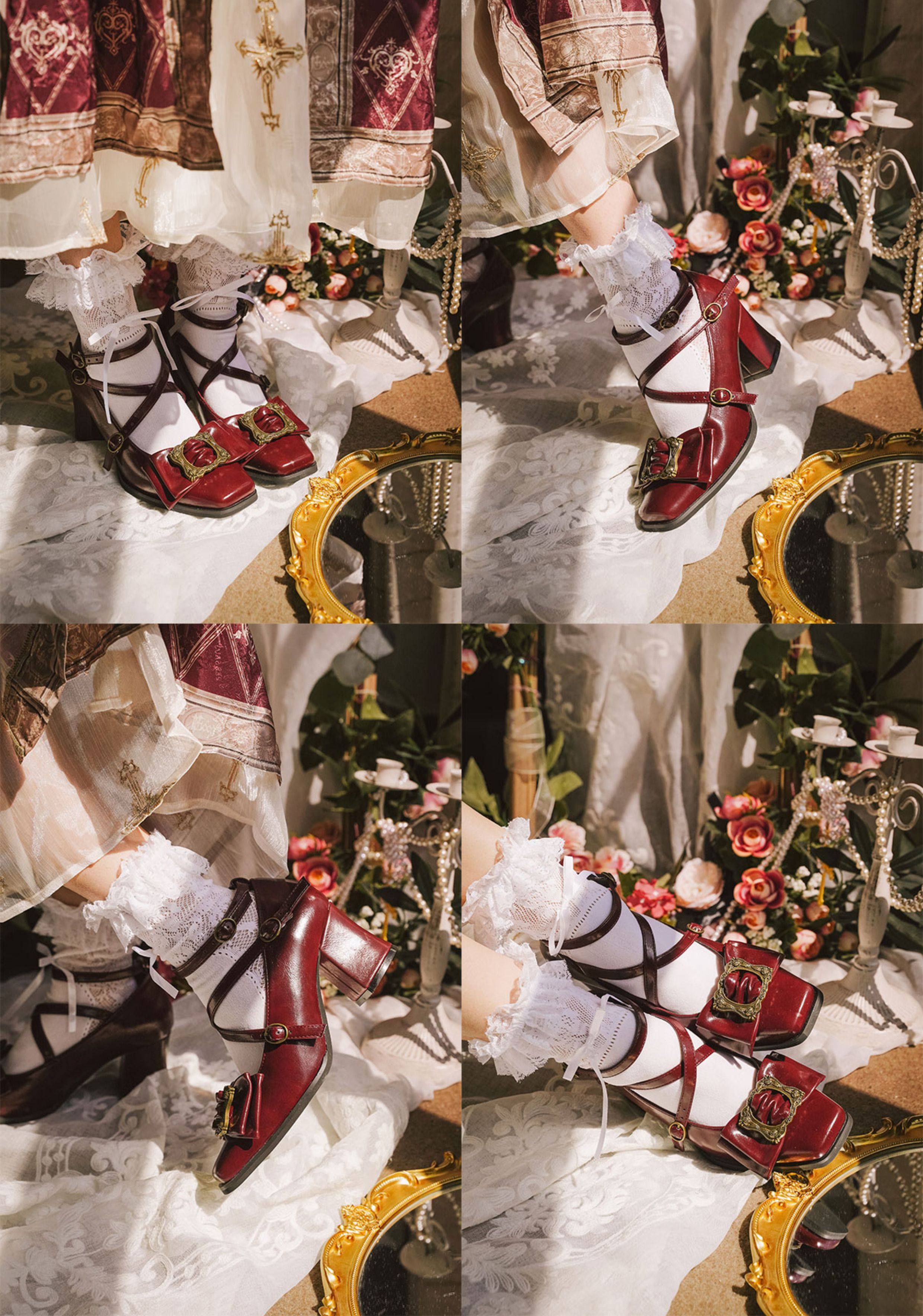 Обувь 现货丨画框可可丨优雅中跟lolita鞋方头cla覆古女鞋 Modo