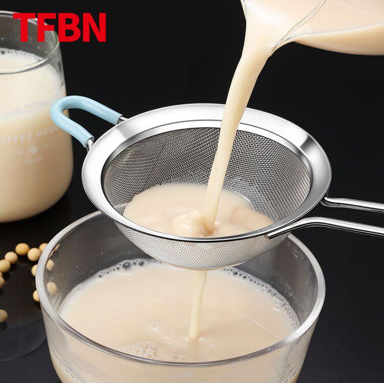 Flour sieve 60 mesh 304 stainless steel sieve powder sugar fine filter hand-held noodle sieve home baking ultra-fine