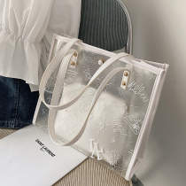 Net Red large capacity shoulder tote bag high quality transparent bag female 2021 New Tide graffiti jelly bag female