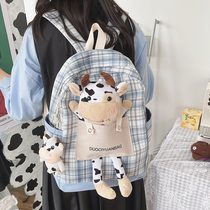 ins sail cloth bag female Xia minority design sense lattice backpack female college student bag