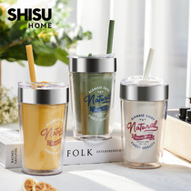 High-value stainless steel straw cup cup ins style summer water cup female 2021 new coffee drink large capacity