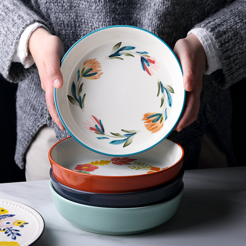 Day Style Cutlery Retro Plate Dishes Home Deep Pan Cute Creative Pasta Fruit Dish Good-looking pasta