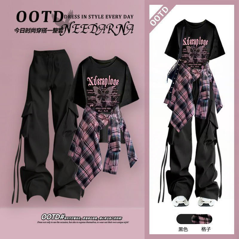 Jazz Dance Outfit for Women, K-Pop Dance Summer New Style Dopamine Outfit, Age-Reducing Fashion Street Style Three-Piece Set