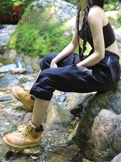 骆驼马丁靴女鞋2025夏季新款短筒靴子女厚底增高大黄靴登山鞋