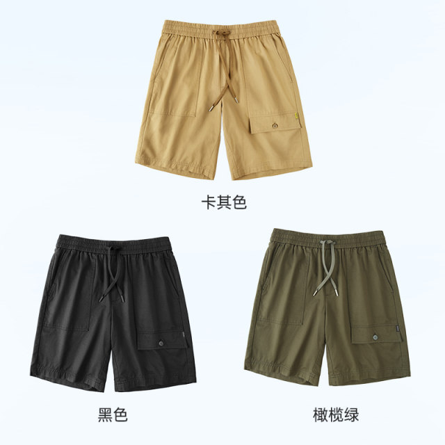 Camel Men's Pure Cotton Cargo Shorts Men's 2024 New Summer Thin Breathable Straight Leg Loose Five-Point Shorts