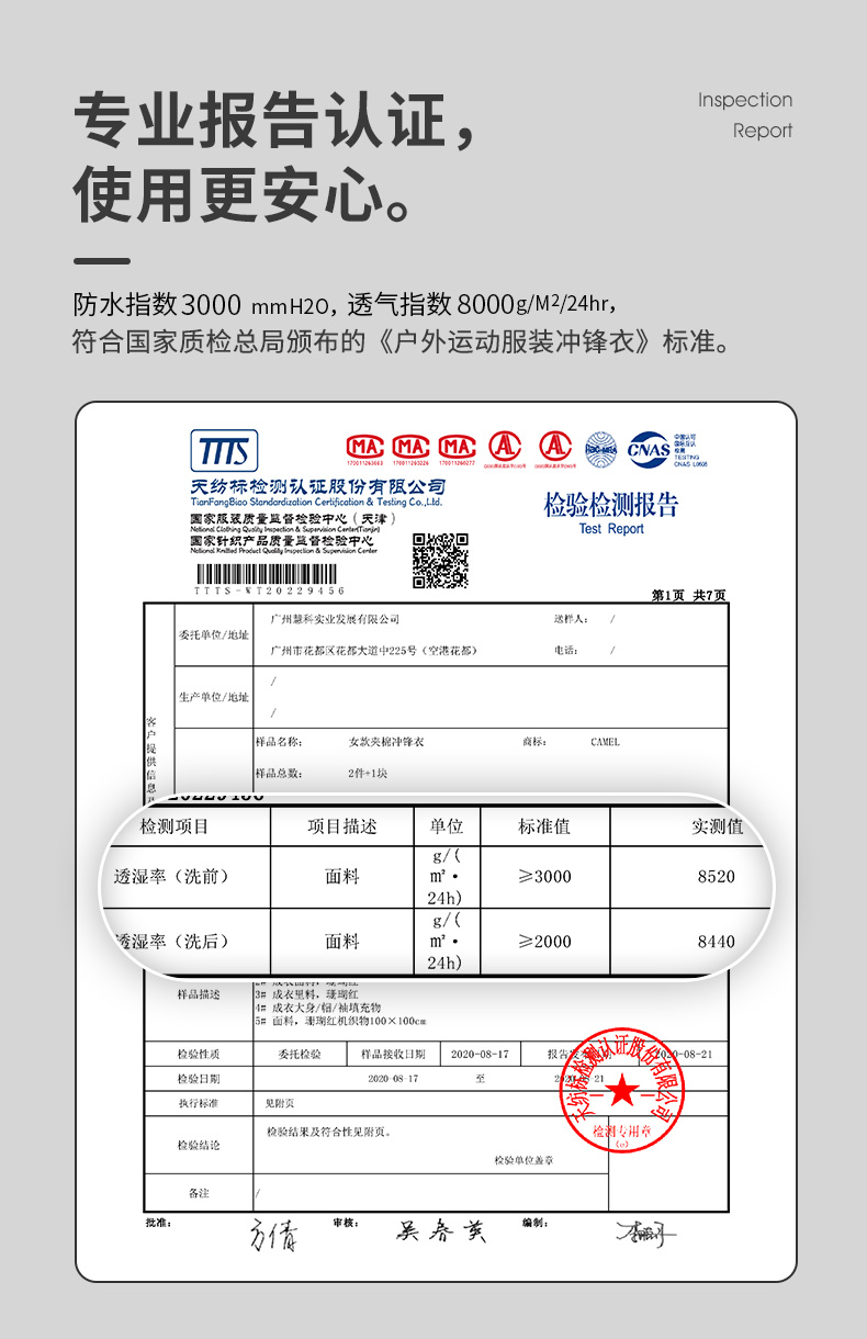 骆驼 珠穆朗玛系列 男女款 夹棉加厚冲锋衣 不惧风雨 图14