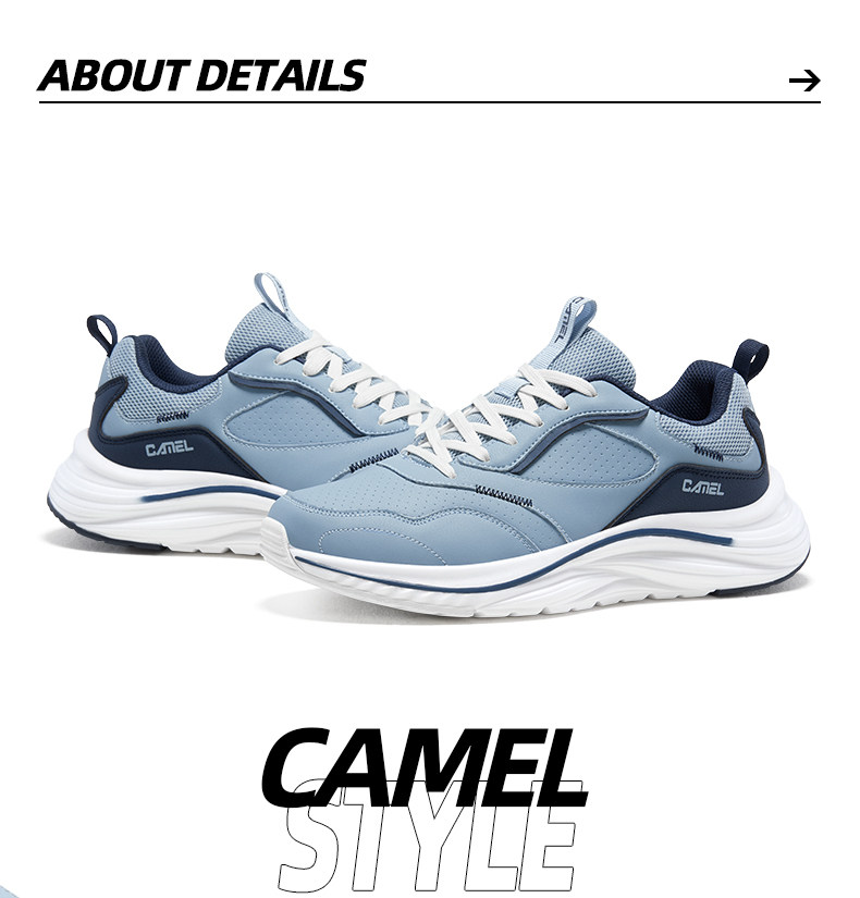 Обувь для пересечённой местности 【q态柔】骆驼轻量高弹运动鞋男士冬季新款男鞋革面防水跑步鞋女 Camel