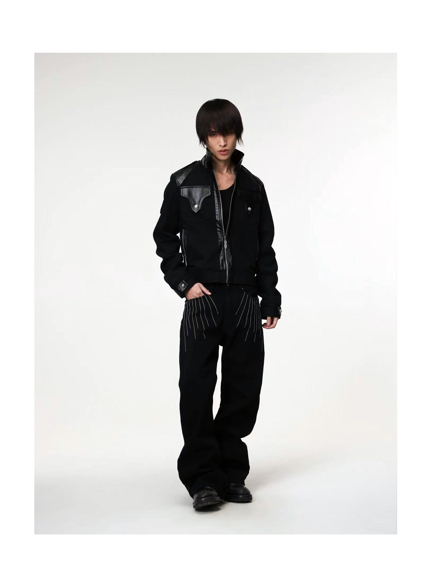 DETW Embroidered Stacked Curved Jeans