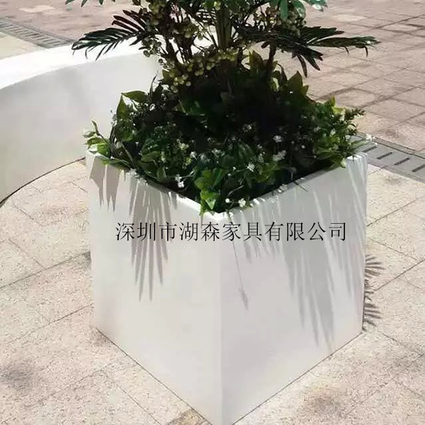 Cube flower case minimalist modern waterproof green plant square mouth florist outdoor vase composition resin big swing piece