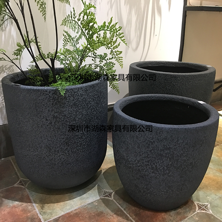 Nordic Minimalist Floor Large Flower Pot Indoor Emulation Flower Altar Fiberglass Round Flower Vat Hotel Decorative Florator Pendulum