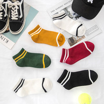 Socks womens socks shallow spring and autumn thin Korean cute low-help Japanese students soft girl solid color striped cotton socks