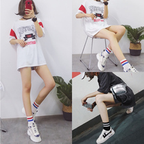 Socks female socks Korean cute Japanese Korean version of college style ins tide students wild solid color sports cotton socks