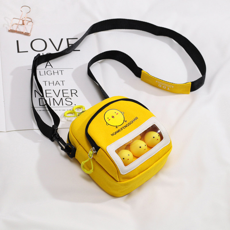 (Send Sachet) Canvas Bag Female 2022 New Student All-match Cartoon Cute Small Square Bag Shoulder Messenger Bag