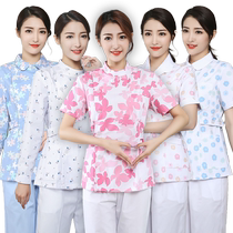 Floral nurse uniforms for women long-sleeved split suits thin short-sleeved medical aesthetics dental oral maternal and infant confinement work clothes