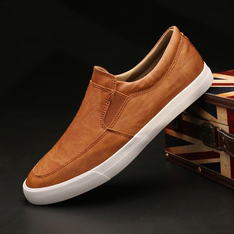 Tide Card Men's Shoes 2022 New Korean Version 100 Hitchhiking Shoes Men's Youth A Foot Pedal Board Shoes Men Casual Leather Shoes