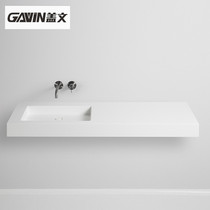 White creative artificial stone washbasin wall-mounted square art washbasin integrated basin customization