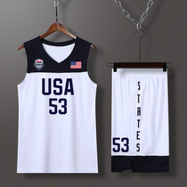 2019 United States team jersey Mens Basketball World Cup USA Basketball suit mens match uniform blue ball suit custom printing