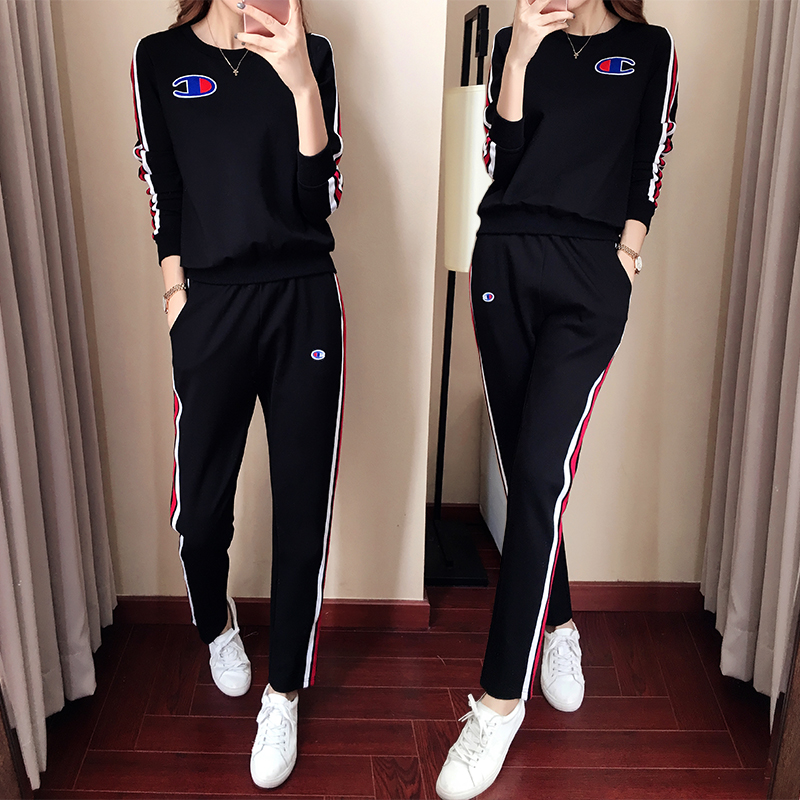 Casual sports suit autumn women's 2022 new fashion two-piece Korean version loose and thin women's fashion temperament