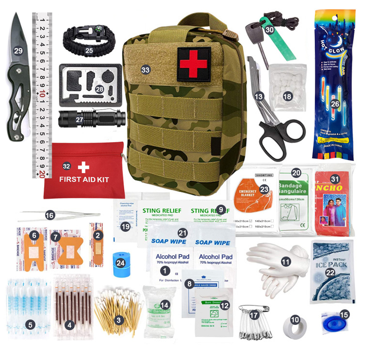 Outdoor Camping Mountaineering Expeditions Portable Multifunction Kits Self Driving Tours Wild Courtside Equipped with anti-body first aid kits