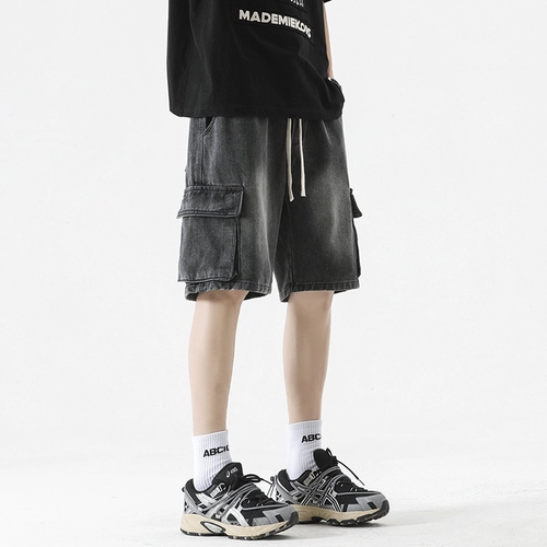 Летние шорты, прямые свободные джинсы, мужские штаны, в американском стиле