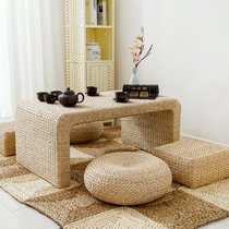Straw tatami coffee table bay window table and chair combination handmade rattan table tea ceremony leisure kang table floor table