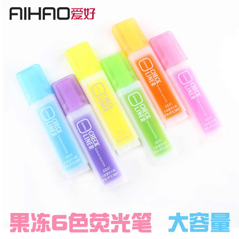 Colour fluorescent note number of stroke Focus Colour Mark Pen Students with colorful fluorescent pen Candy Color Mark Pen