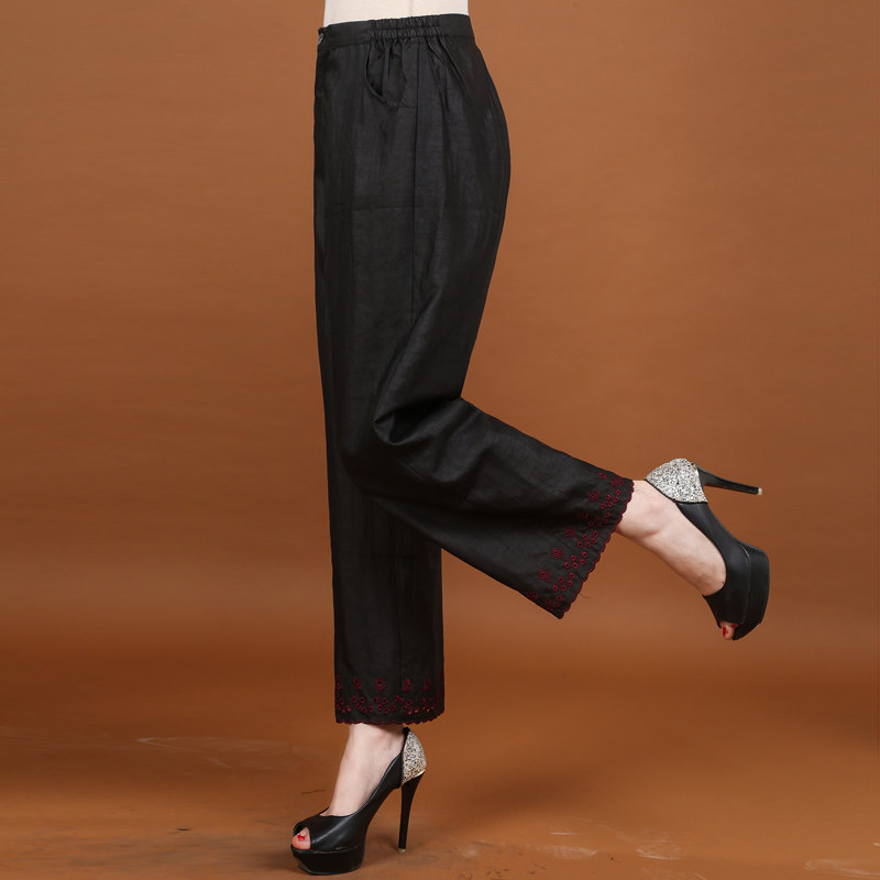 Middle Aged Women's Clothing Straight Drum Pants Genuine Silk Scents Clouds Veil Woman Pants New Mulberry Silk Loose Waist Summer Sund Women Pants