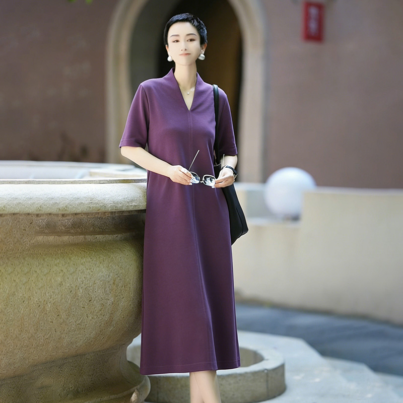 Tang Duo Ji 2026 Summer Thin V-Neck Breathable Cool Loose Slimming High-End Dress 88296