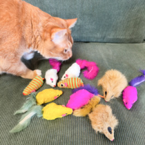 TALI Pet Plush Mouse Noise Colorful Rabbit Skin Mouse Super Soft Teething Relief Boredom Funny Cat Self-Happiness Cat Toy