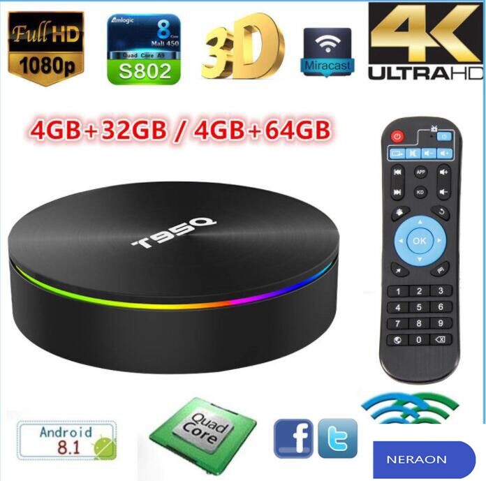 T95Q Network TV Box S905X2 Android 8.1 Player 4G 64G WiFi BT TVBox