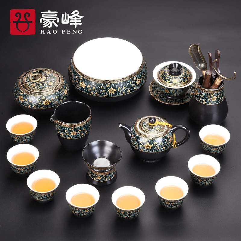 HaoFeng kung fu tea set suit household contracted Japanese ceramic teapot teacup tea sea GaiWanCha accessories gift box