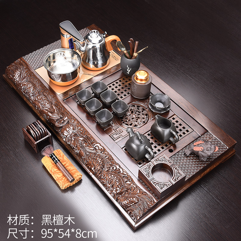 HaoFeng household whole piece of ebony wood tea tray tea saucer violet arenaceous kung fu tea set contracted the teapot