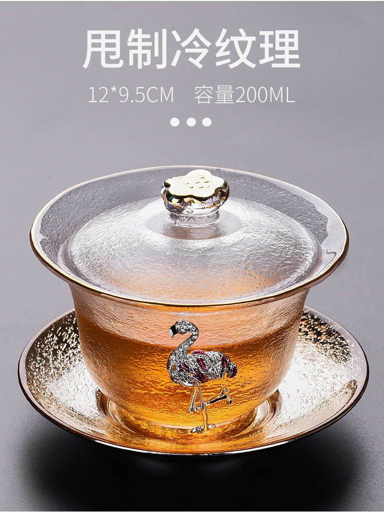 HaoFeng heat - resistant glass tureen large transparent kung fu tea set cover suit single thickening to use only three cups of tea