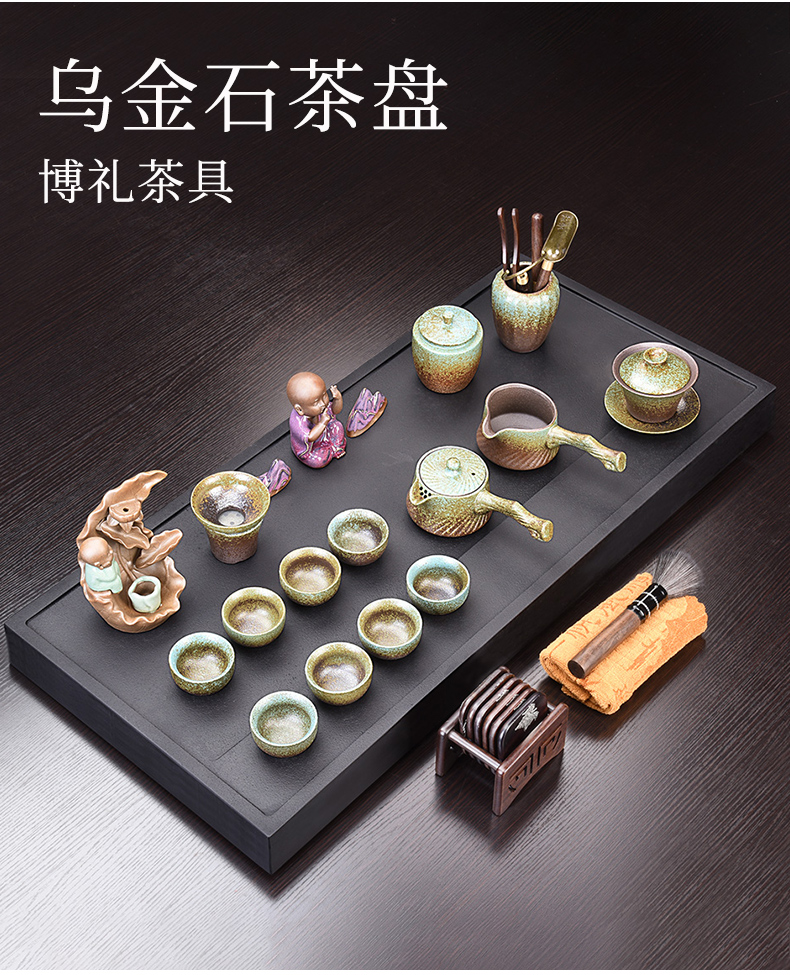 Brother HaoFeng purple suit household size sharply stone tea tray, tea sets tea tea teapot teacup