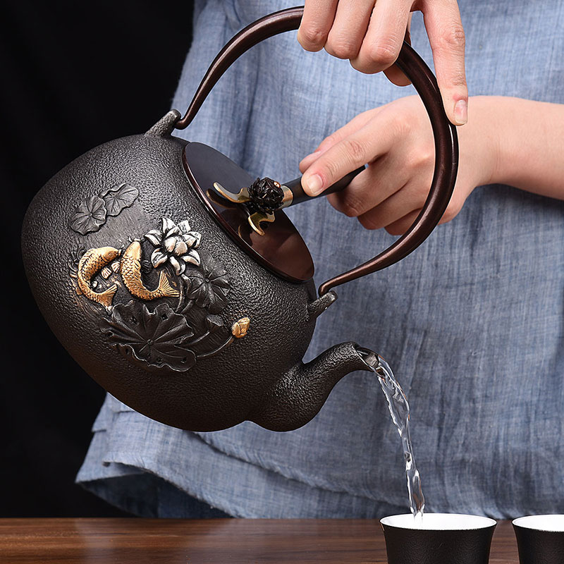 HaoFeng large - sized iron pot of cast iron tea kettle TaoLu boiled tea machine imitated Japanese checking iron kettle boiling kettle