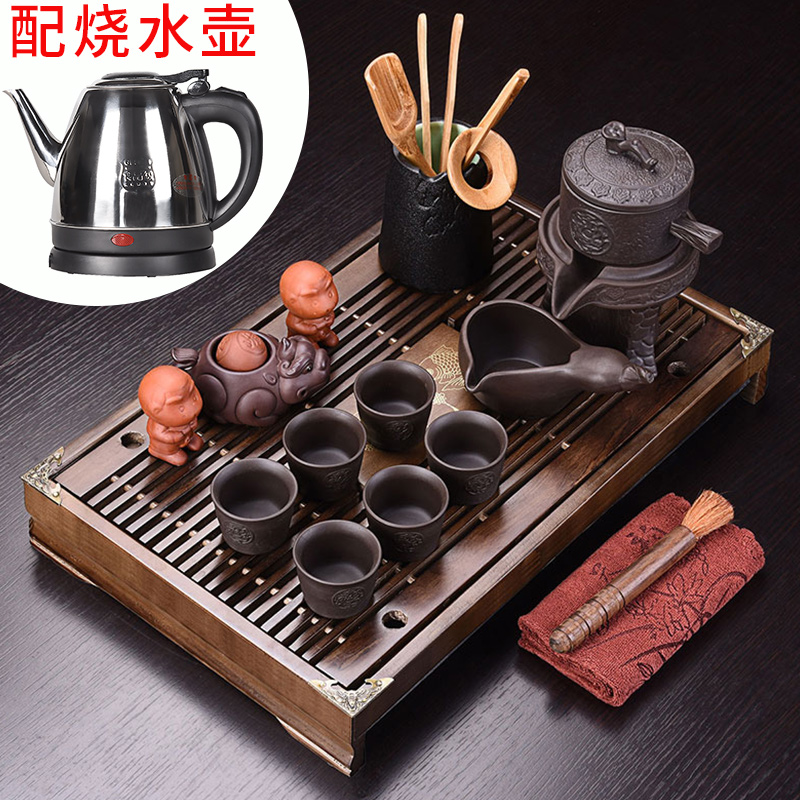 HaoFeng purple sand tea set of a complete set of the home of kung fu teapot tea sets tea saucer dish of tea sea real wood accessories