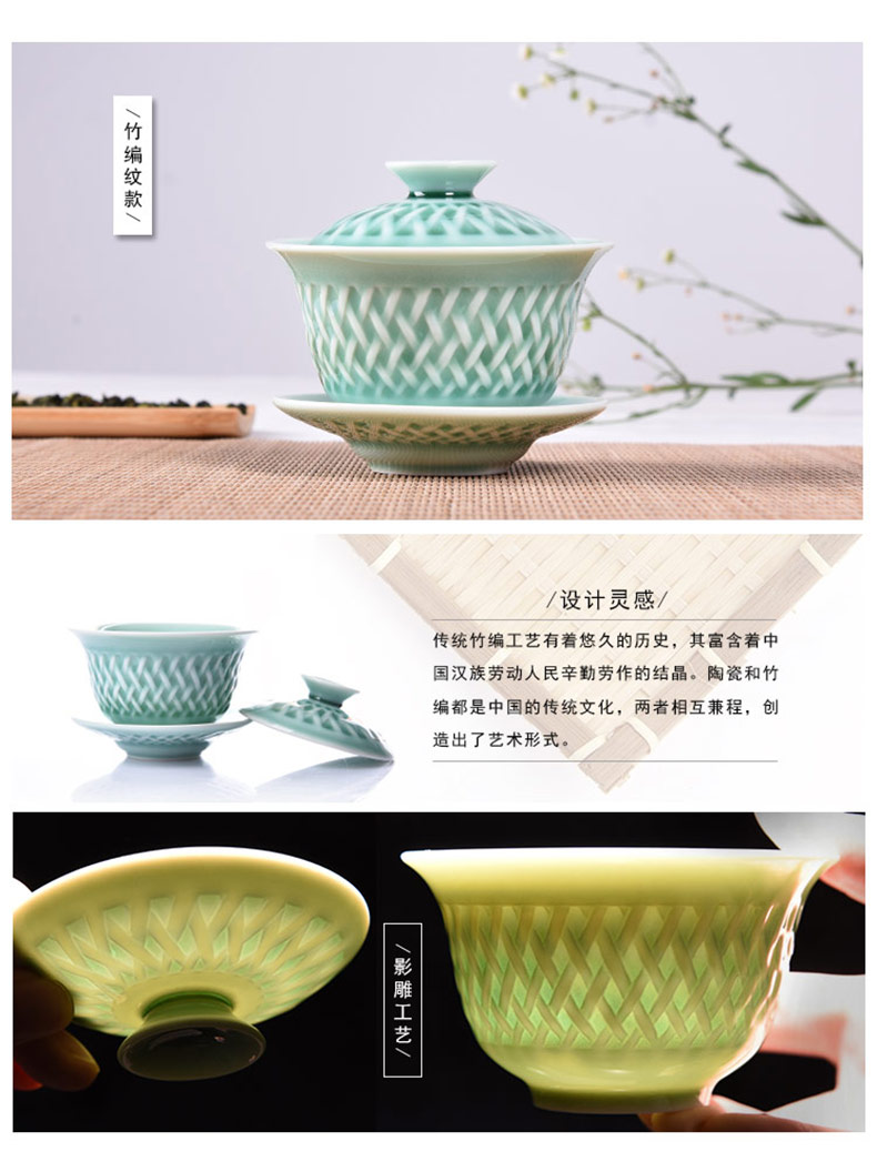 HaoFeng ceramic only three tureen kung fu tea set household glass bowl large Japanese contracted the teapot tea accessories