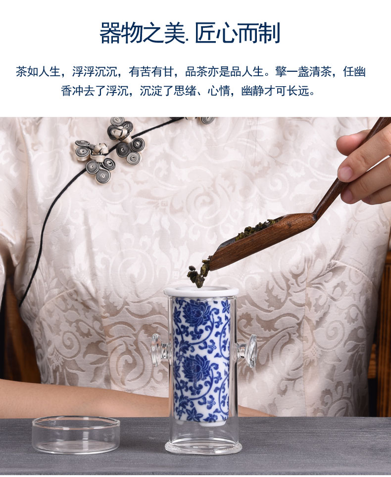 HaoFeng blue and white porcelain tea set suit household kung fu tea tea, teapot teacup tea sea GaiWanCha dao fittings