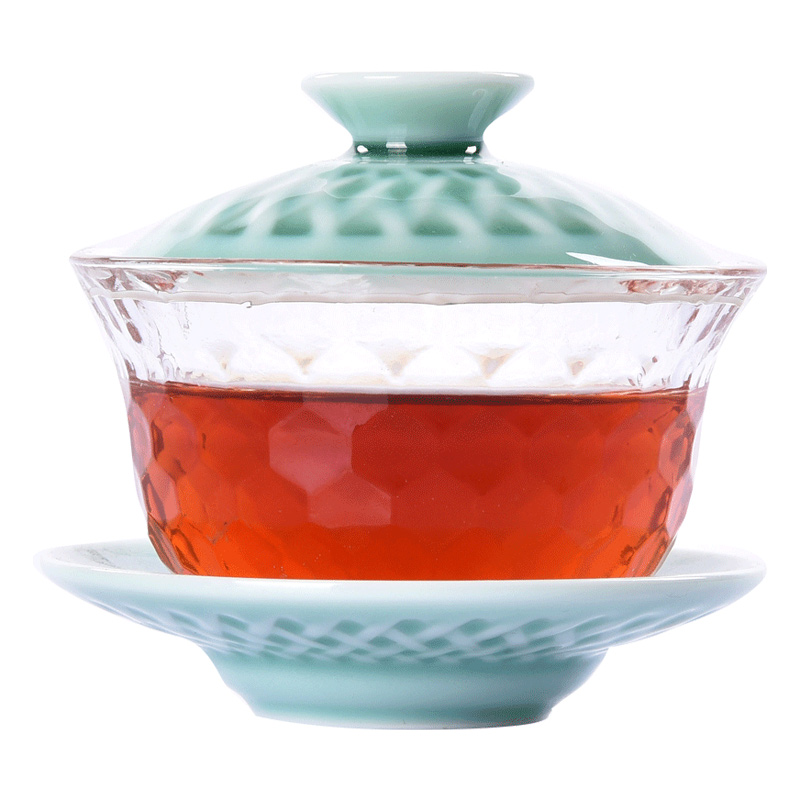 HaoFeng ceramic only three tureen kung fu tea set household glass bowl large Japanese contracted the teapot tea accessories