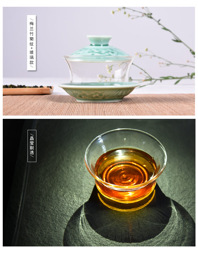 HaoFeng ceramic only three tureen kung fu tea set household glass bowl large Japanese contracted the teapot tea accessories
