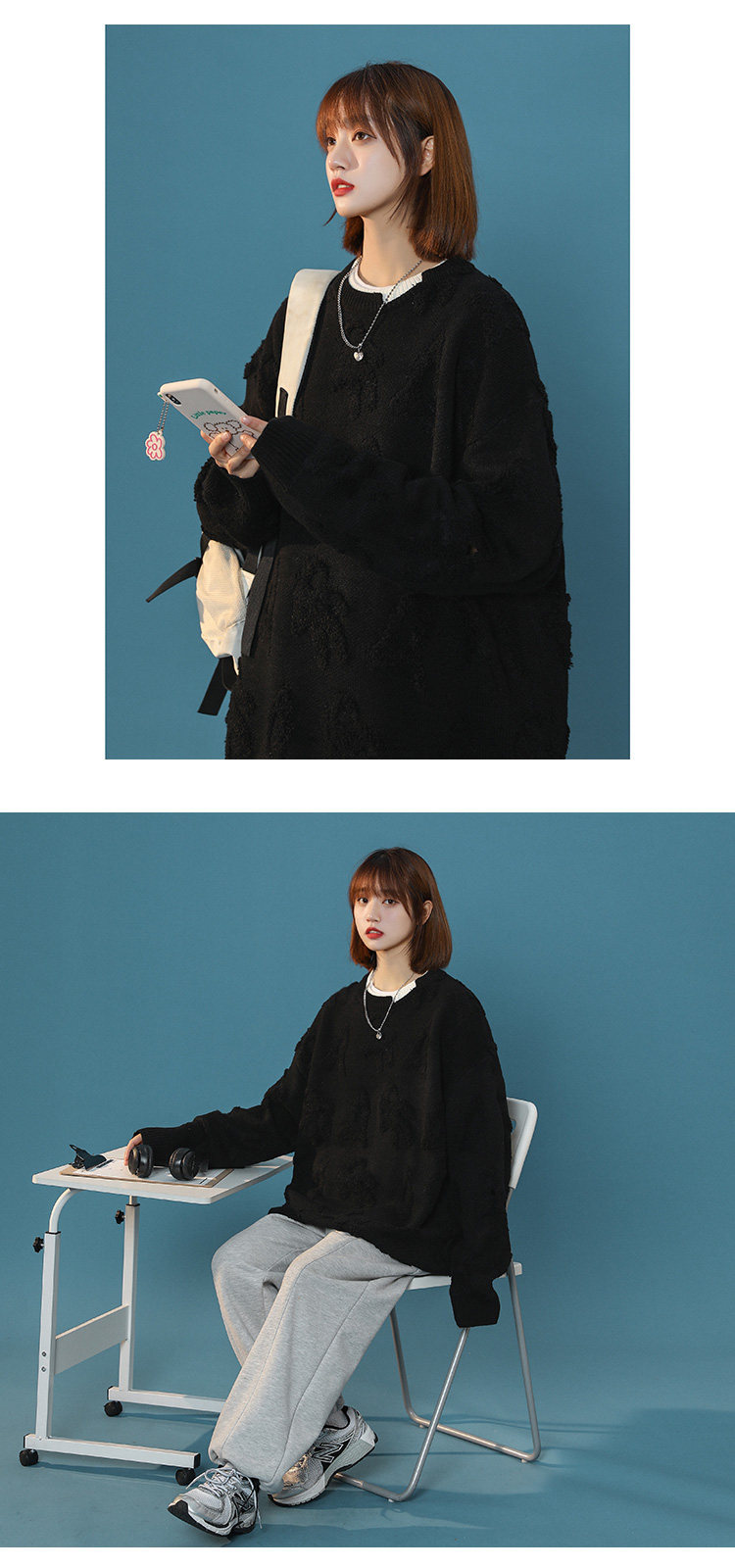 Damen Winterpullover Mit Gesticktem Frottee-detail Und Rundhals_voghion.com