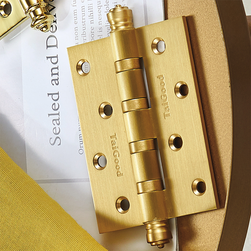 Shilingtai good copper hinge 4 inch 5 inch gold solid wooden door all copper door hinge thickening hinge