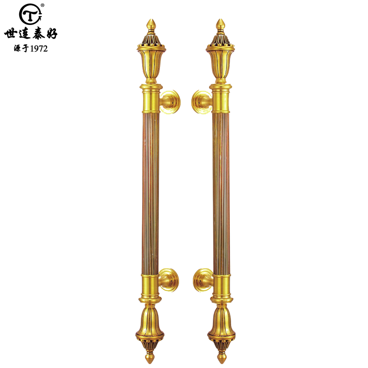 Shilingtai good copper European solid wood door handle glass door handle pure copper pair open door door open door handrail handle