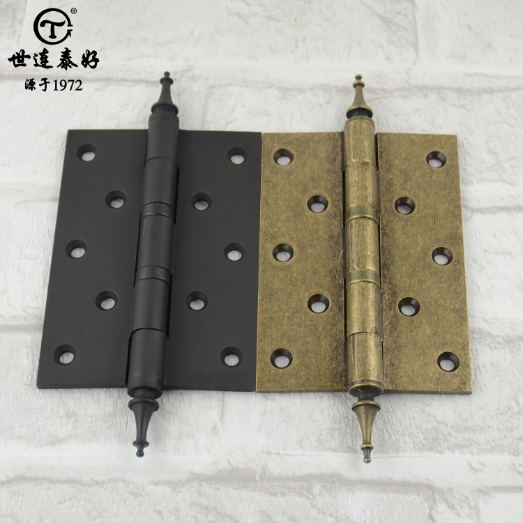 Shi Lian Tai good hinge All copper black antique flat open hinge Pure copper plus thick wood door door hinge hinge