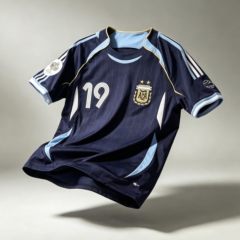 2006 Argentina World Cup Away Jersey 19 Messi's Same Style Retro Classic Fan Version Blue Football Shirt 2006 Argentina World Cup Away Jersey 19 Messi's Same Style Retro Classic Fan Version Blue Football Shirt
