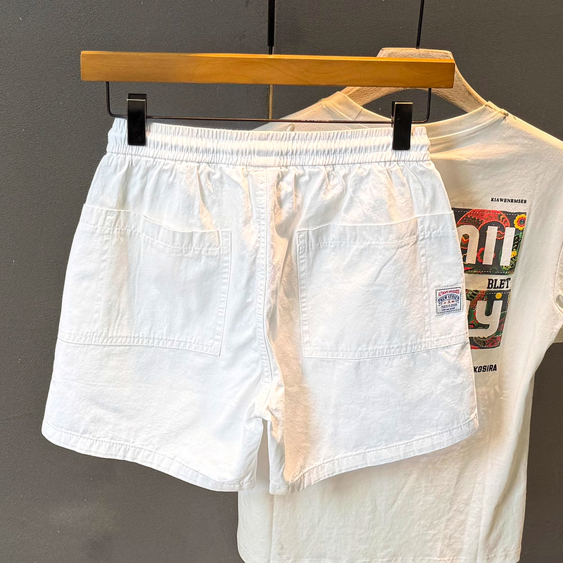 Plus Size 150kg Men's Casual Elastic Waist Three-Quarter Shorts, Men's Summer Thin Trendy Brand Knee-Length Shorts 2